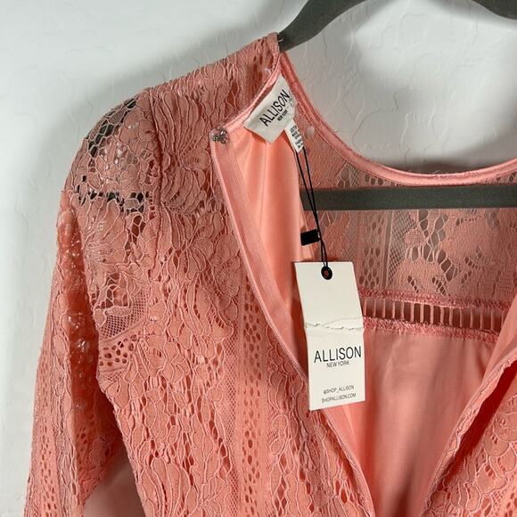 ALLISON New York Blush Lace Tiered 3/4 Sleeve Dress XS NWT - Picture 3 of 7